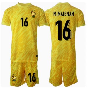 Fotbalové Dres Francie Mike Maignan #16 Brankářské Dětské Domácí Oblečení ME 2024 Krátký Rukáv (+ trenýrky)